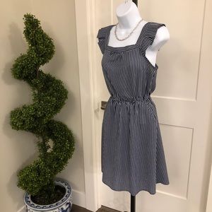 Blue and White Striped Monteau Dress